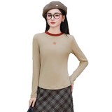 【加工定制】石墨烯打底衫女2025秋冬新款圆领宽松修身长袖T恤衣，保暖内衣，搜酷衣阁