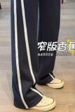 窄版香蕉阔腿裤女2026新款秋冬季加绒加厚直筒宽松卫裤弯刀运动裤，女装休闲裤，搜酷衣阁
