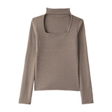 W设计感仿羊绒打底衫女秋冬季内搭显瘦白色磨毛保暖加厚长袖上衣，保暖内衣，搜酷衣阁