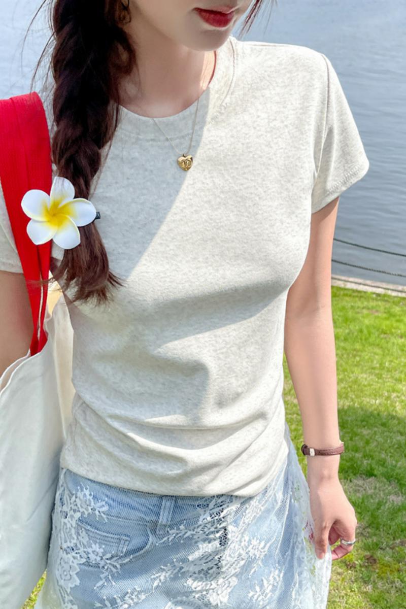 纯棉大码高品质正肩短袖宽松女式t恤春夏季修身显瘦T恤高级感上衣，女装T恤，搜酷衣阁