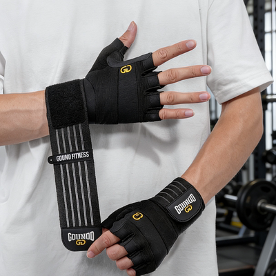 健身手套加长运动透气耐磨防滑半指护掌杠铃器械举重撸铁运动手套