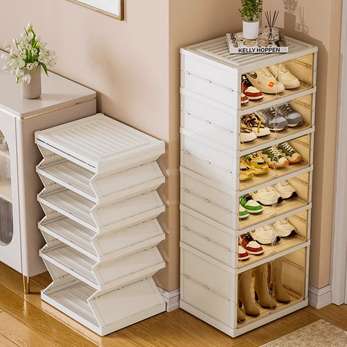 鞋盒收纳盒透明防尘免安装