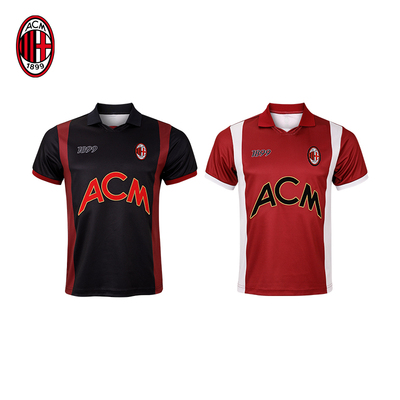 AC米兰复古运动风POLO衫夏季速干清爽T恤潮流时尚短袖出行T恤复古