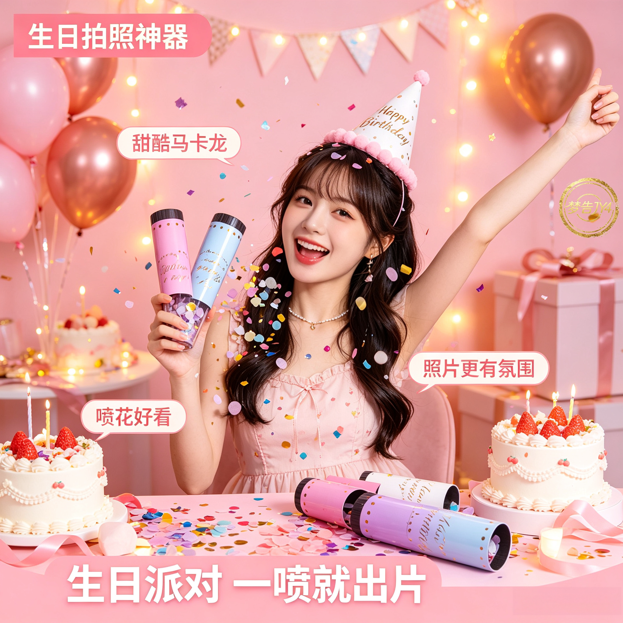 生日婚礼小礼花喷花筒手持礼炮新年道具婚庆用品推推乐剪彩开业