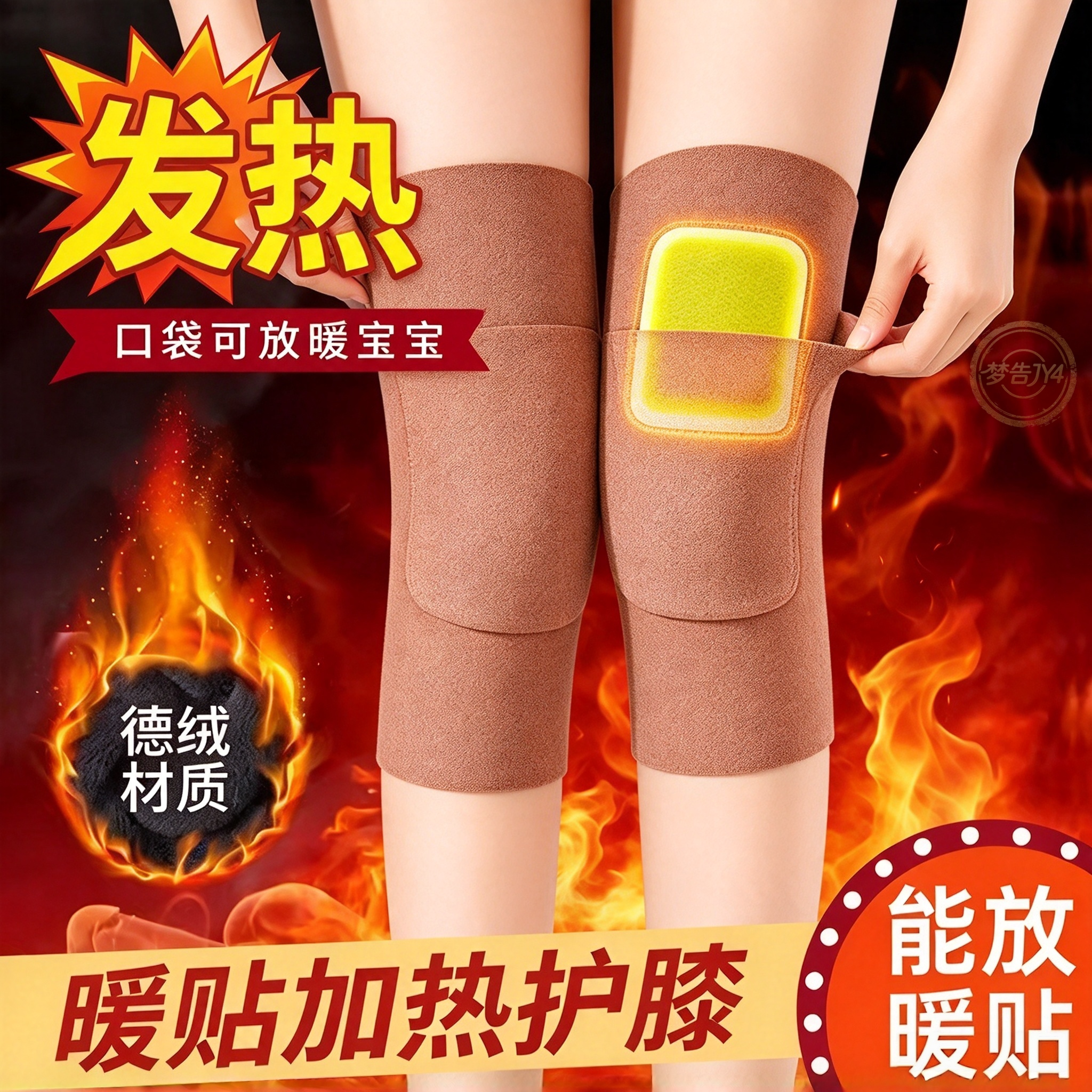 冬季德绒发热防滑中老年护膝
