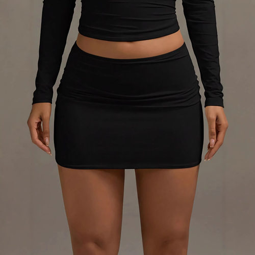 纯色低腰女士半身裙   Solid color low waist women's skirt