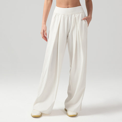 High waisted casual wide leg pants for women高腰休闲阔腿裤女