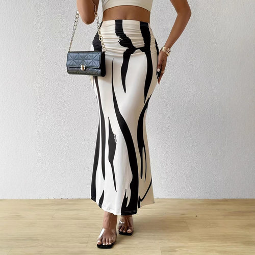 高腰斑马纹女士半身裙High waisted zebra print women's skirt