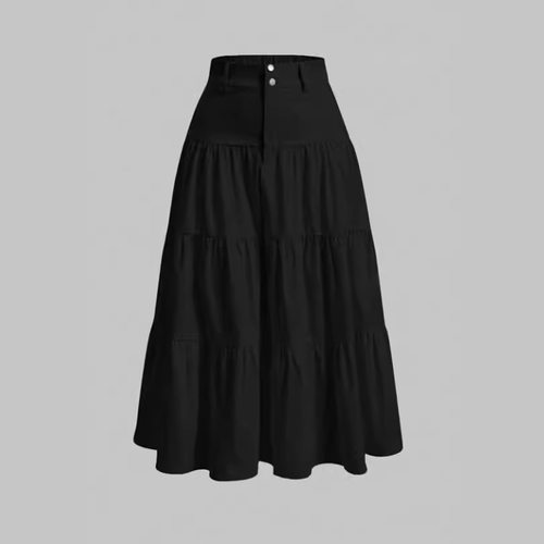 褶皱纽扣女士拉链半身裙Women's pleated button zipper skirt