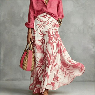 High waisted printed casual skirt forwomen高腰印花休闲半身裙