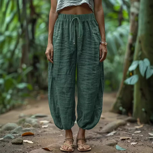 松紧系带女士灯笼裤  Women's elastic lace up lantern pants