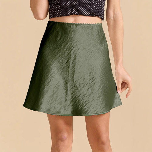 纯色松紧女士半身短裙Solid color elastic women's short skirt