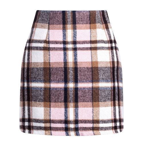 High waisted plaid short skirt for women高腰格纹半身短裙女