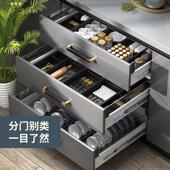 厨房柜内碗盘收纳层架抽屉碗架内置碗碟沥水架盘子分隔置物架放碗