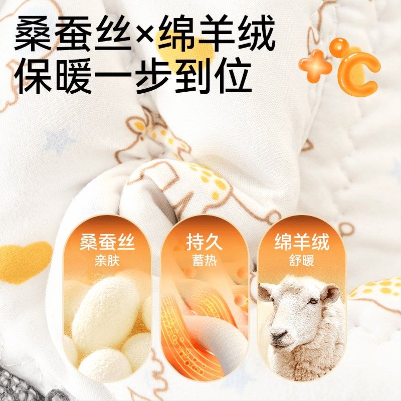 宝宝打底裤婴儿秋冬季加绒加厚纯棉蚕丝裤袜女宝女童棉裤保暖裤子