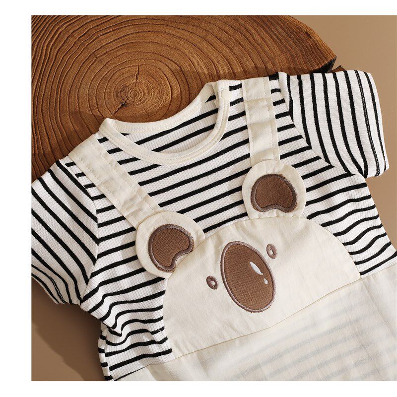 婴儿衣服夏装背带裤连体衣夏季薄款新生儿宝宝满月百天假两件超萌