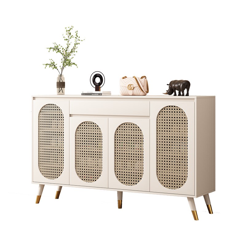 法式藤编鞋柜家用门口入户大容量玄关一体客厅靠墙收纳奶油风鞋架