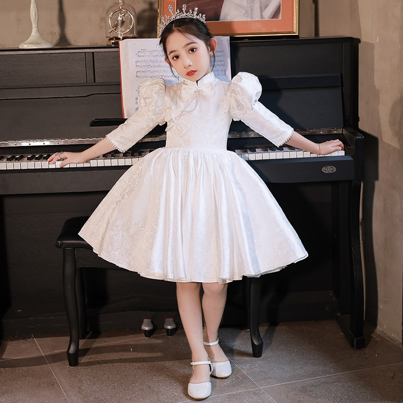 女童公主裙高端花童女孩婚礼旗袍儿童钢琴演奏礼服小主持人生日女