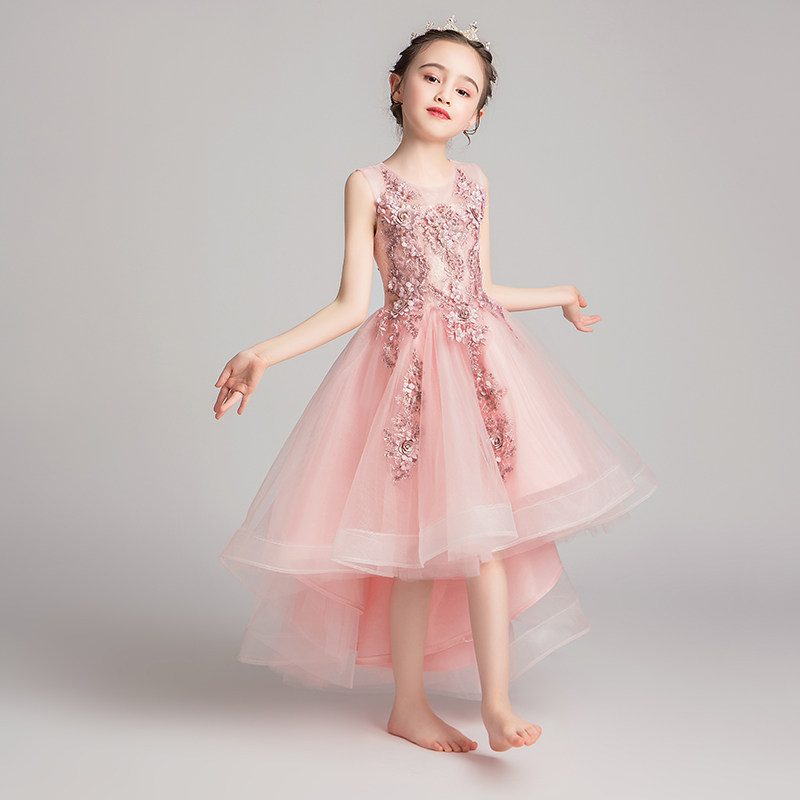 儿童礼服公主裙女童生日小女孩走秀花童主持人钢琴演出服粉色高端