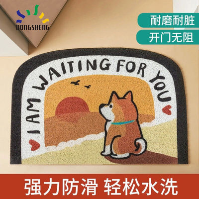 东升地垫门口入户门垫进门玄关脚垫门厅垫子可爱卡通柴犬丝圈地毯