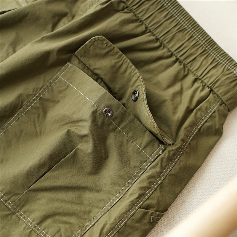 松紧腰加抽绳薄款锦纶休闲裤宽松五分裤 干爽透气男士短裤夏季k