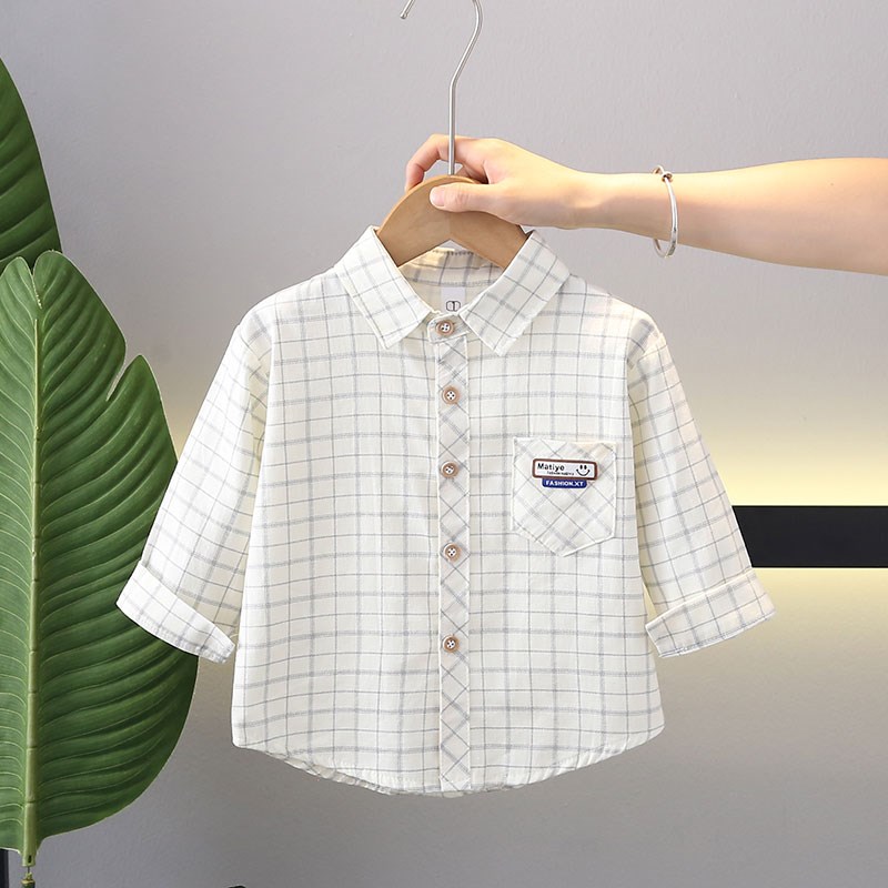 男童衬衫春夏薄款宝宝纯棉衬衣儿童夏季空调服婴幼儿洋气小童长袖
