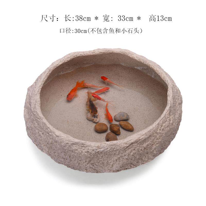 铜钱草水仙花睡碗莲仿石头陶瓷特大号花盆无孔水培容器小金鱼盆缸