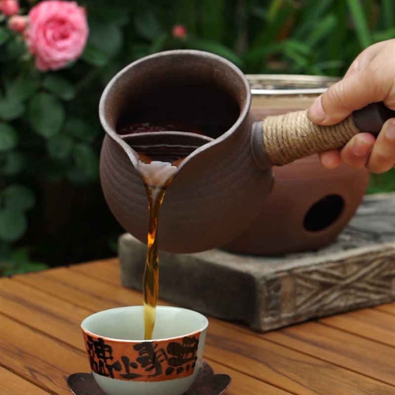 罐罐茶煮茶壶粗陶煮茶器侧把壶复古陶瓷耐高温烧水壶围炉煮茶套装