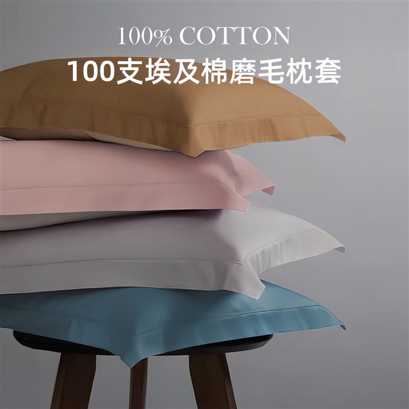斯得福100支全棉磨毛枕套家用纯棉枕头芯套拼色秋冬季加厚高级感