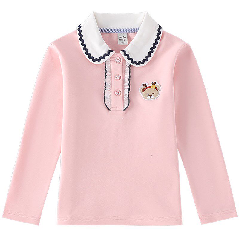 女童打底衫春秋儿童秋衣单件上衣纯棉白色长袖t恤中大童洋气小衫