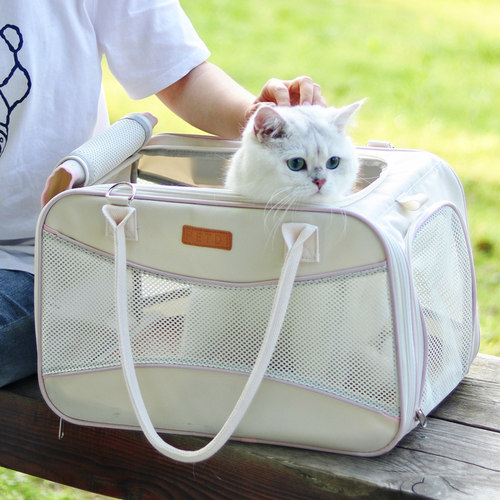 新款猫咪外出便携宠物包大容量狗狗斜跨手提外带猫袋夏季透气猫包