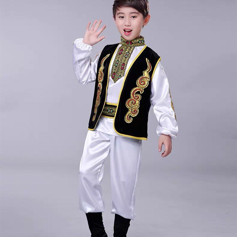 新款儿童新疆舞蹈演出服装女童长裙少数民族男女童维吾d儿族表演