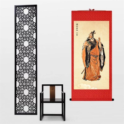 端木赐子贡画像挂画儒商鼻祖财神孔子门生供奉发财客厅丝绸卷轴画