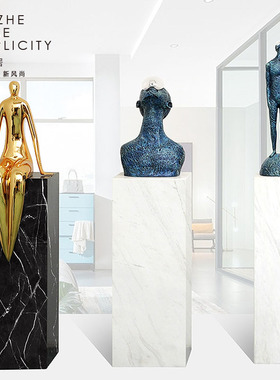 抽象人物雕塑落地大摆件样板房售楼处商场大堂大理石橱窗展示台