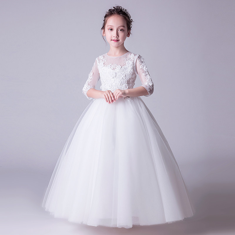 女童晚礼服钢琴演出服高端花童婚礼小女孩儿童公主裙主持人蓬蓬纱