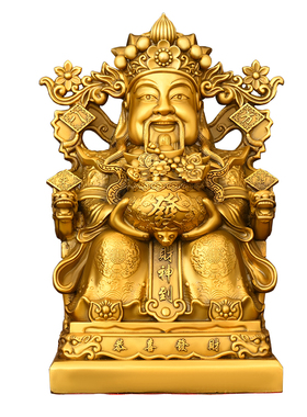 纯铜财神爷佛像家用供奉请财神爷摆件店铺饭店开业文财神装饰摆设
