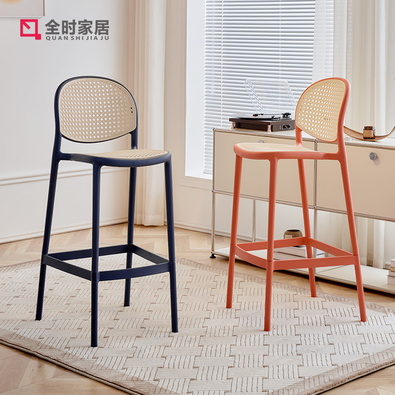 简约塑料吧椅家用户外仿藤编吧凳餐厅复古商用酒吧前台高脚椅吧台,住宅家具,家用高脚椅,淘宝优惠券,粉丝福利购,淘宝优惠卷