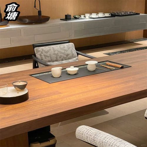 意式北美黑胡桃木设计师高级感茶桌椅组合一体泡茶桌茶台禅意茶几