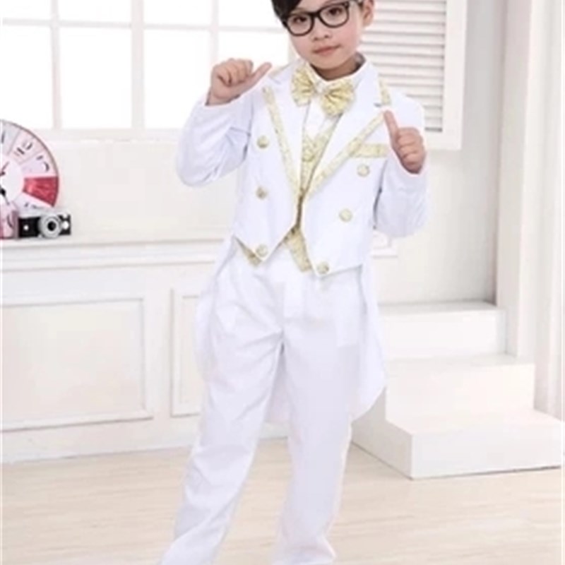 男童礼服小西装套装花童礼服白色燕尾服儿童演出服装合唱服主持人