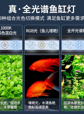 鱼缸led灯全光谱wrgb水草灯防水溅增艳专业太阳光草缸兰寿爆藻灯