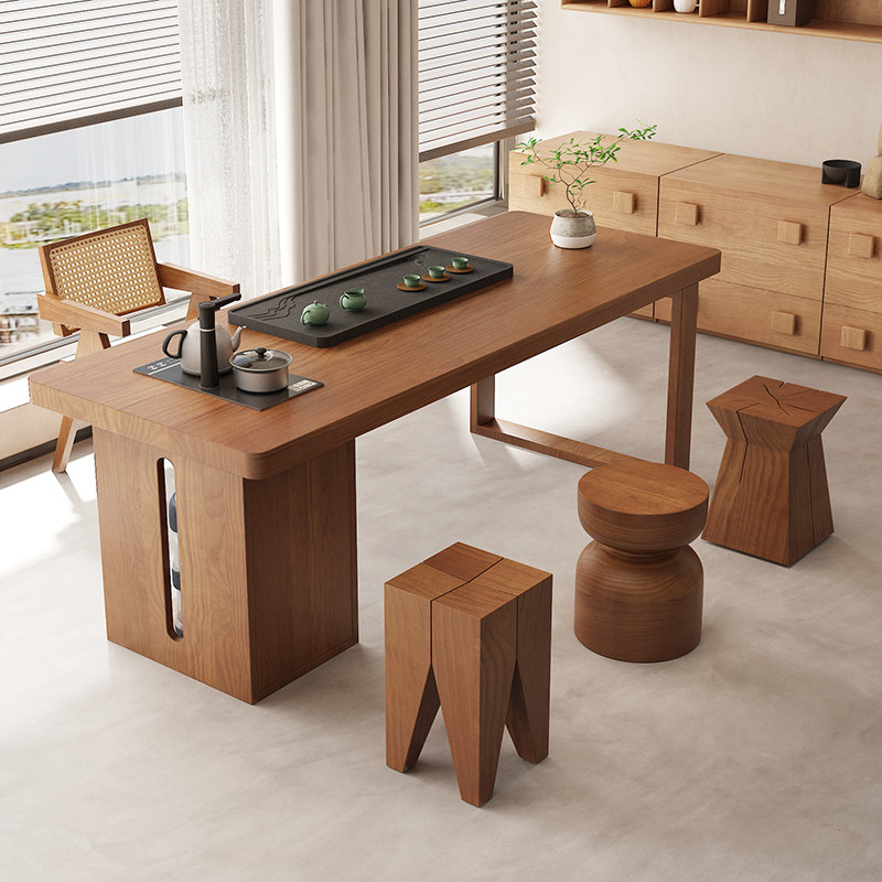 新中式实木茶桌家用一体小户型简约客厅办公泡茶桌茶室阳台茶几