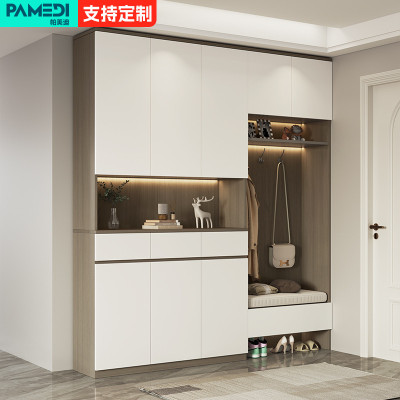 实木鞋柜玄关柜坐凳一体家用门口大容量储物柜隔断入户定制门厅柜