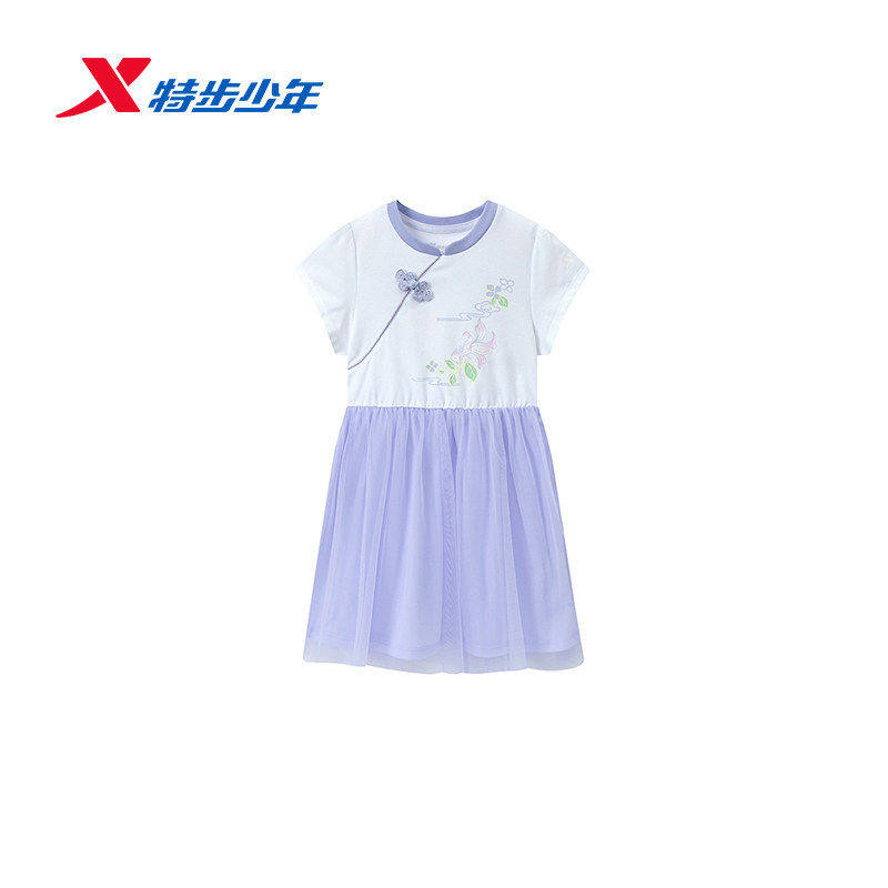 特步儿童连衣裙女小童2026夏季新款可爱中式裙子纱裙674224913524
