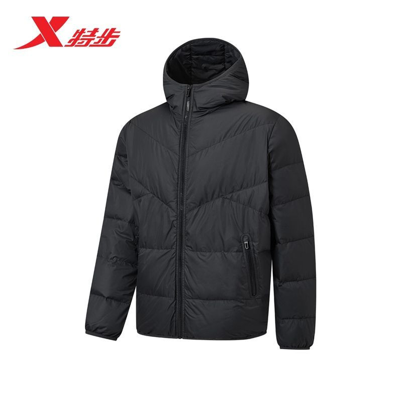 特步羽绒服男防泼水鸭绒保暖