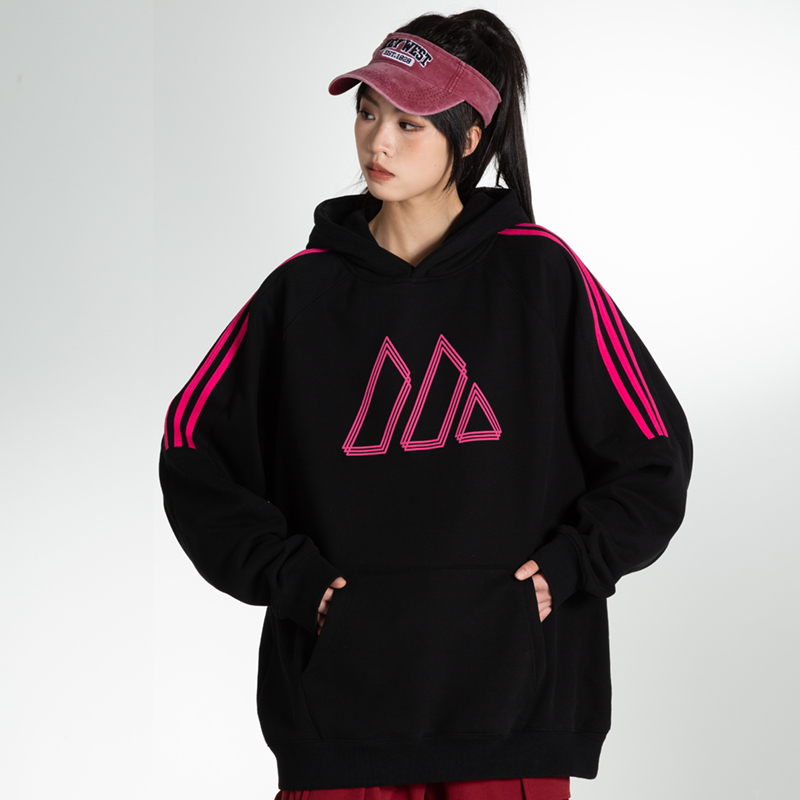 三杠条mofg国潮连帽卫衣情侣