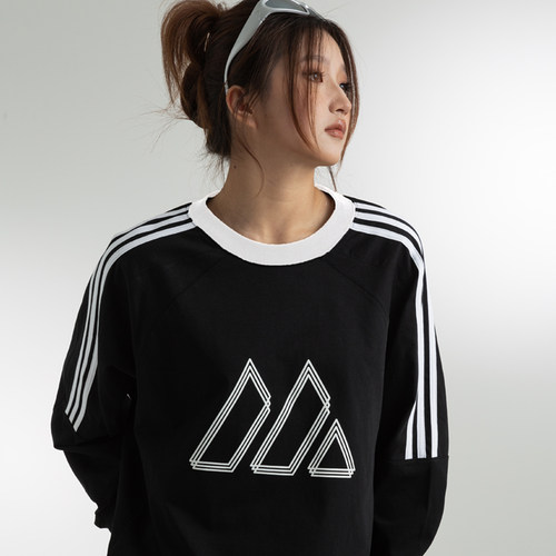 MOFG「M系列」重磅国潮三条杠基础logo长袖T恤男女情侣装宽松上衣