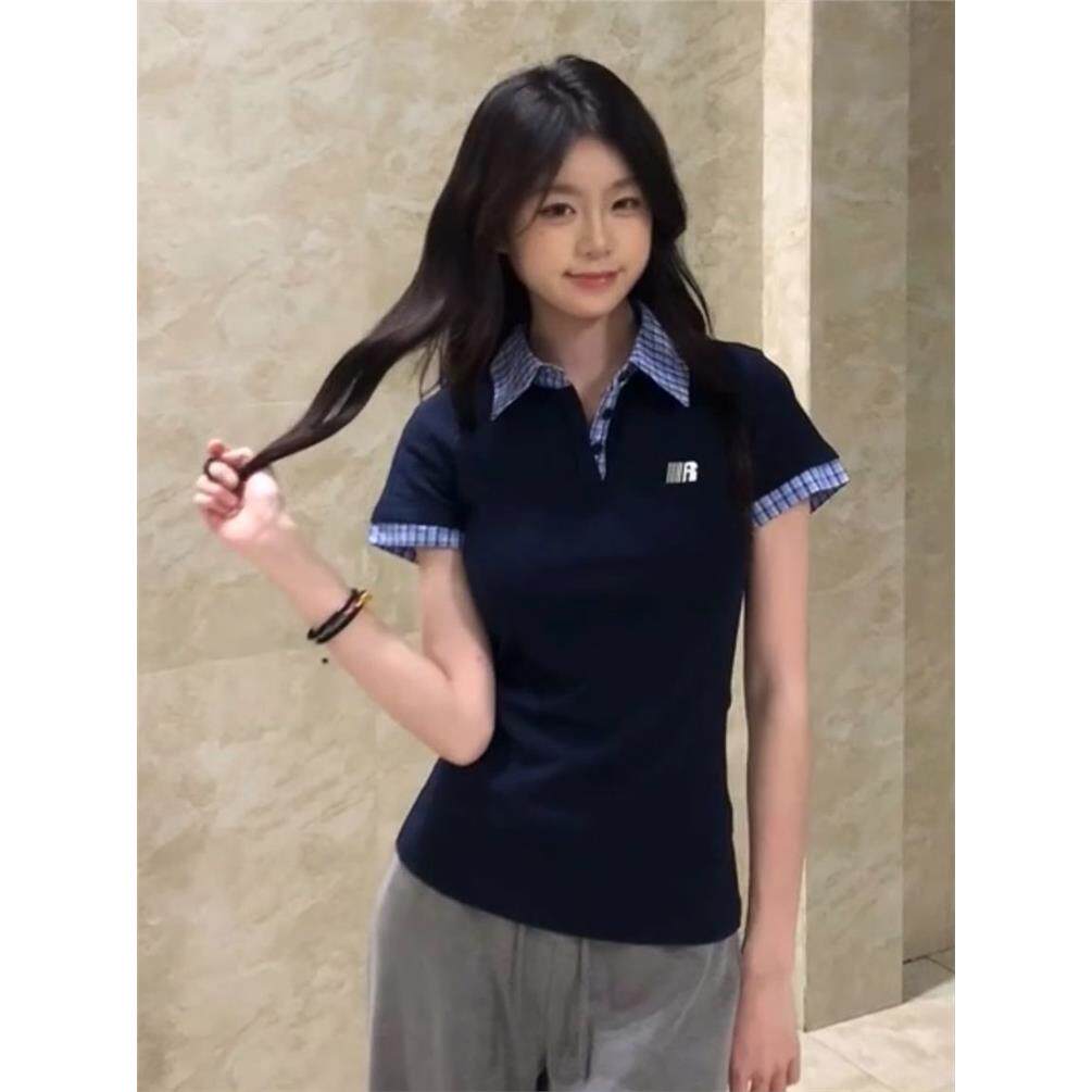 韩系甜美学院风Polo领短