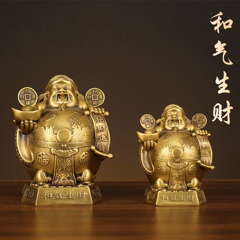 纯铜财神爷神像和气生财摆件招财元宝文财神中式佛像家居供奉