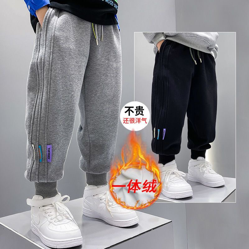 童装男童针织加绒运动裤子