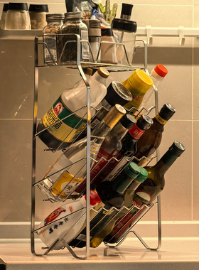 【新家的100个快递】厨房转角调料置物架倾斜不锈钢油盐酱醋收纳